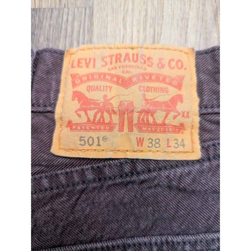 501 Jeans Mens 38x34 Purple Cone Denim White Oak Dark Wash Button Fly Denim - Picture 6 of 10